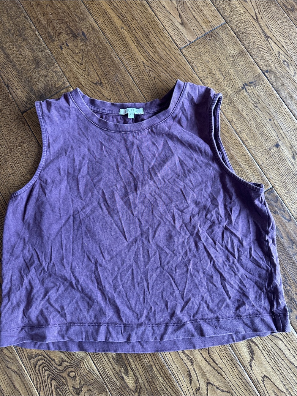 Plum Crop Tank Top in Lavender Purple - Women z